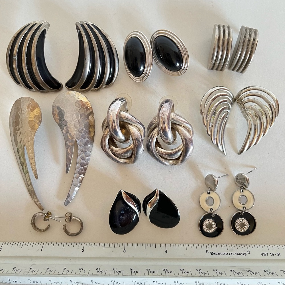Vintage Silver and Black Earring lot